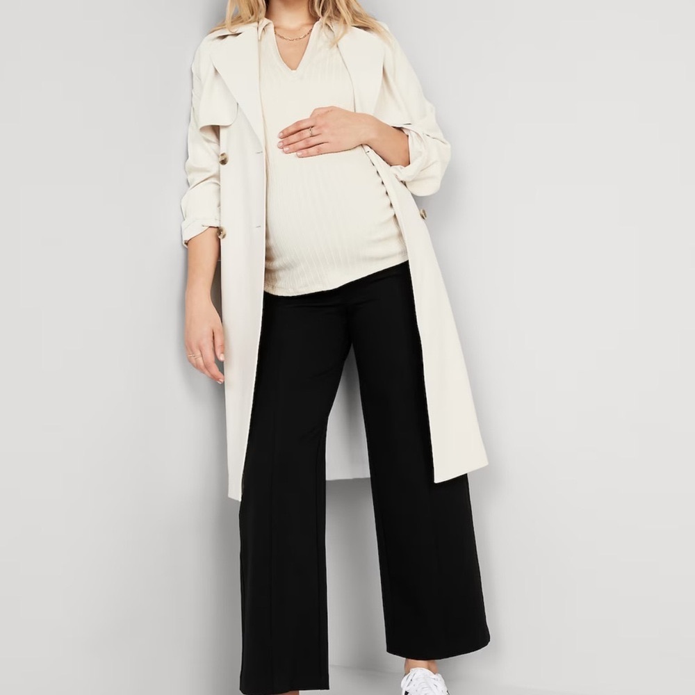 Maternity Full-Panel Pixie Crop Wide-Leg Pants Old Navy NWT